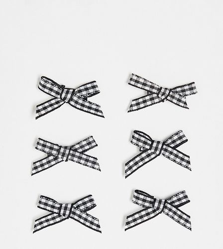 Confezione da 6 fiocchetti per capelli neri a quadretti - DesignB London - Modalova