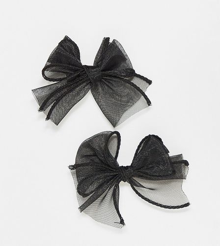 Confezione da 2 mini fiocchi per capelli in organza neri - DesignB London - Modalova