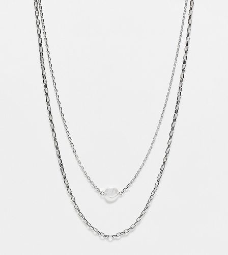 Confezione da 2 collane a catenina argentate con ciondolo con perla - DesignB London - Modalova