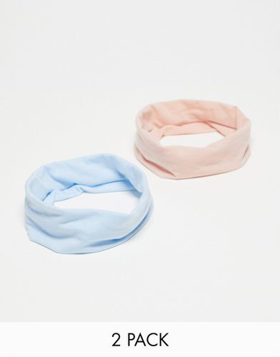 Confezione da 2 fasce per capelli in jersey blu e rosa - DesignB London - Modalova