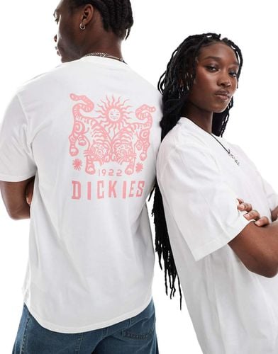 T-shirt bianca e rosa a maniche corte con stampa di tigri - Dickies - Modalova