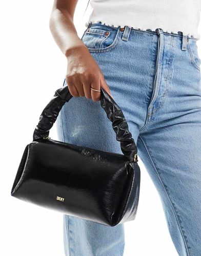 Stasia - Borsa a mano nera metallizzata con manico arricciato - DKNY - Modalova