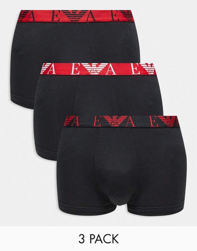 Emporio Armani - Bodywear - Confezione da 3 boxer aderenti con fascia in vita con logo nera e rossa - Armani Exchange - Modalova