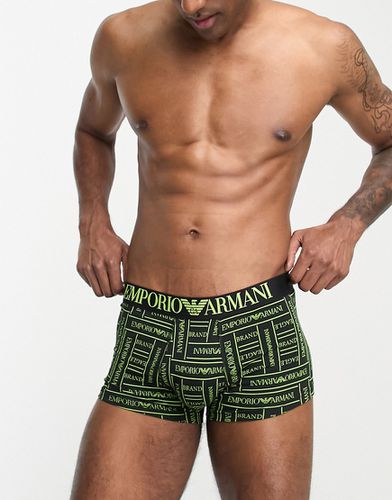 Bodywear - Boxer aderenti verdi con stampa del logo - Emporio Armani - Modalova