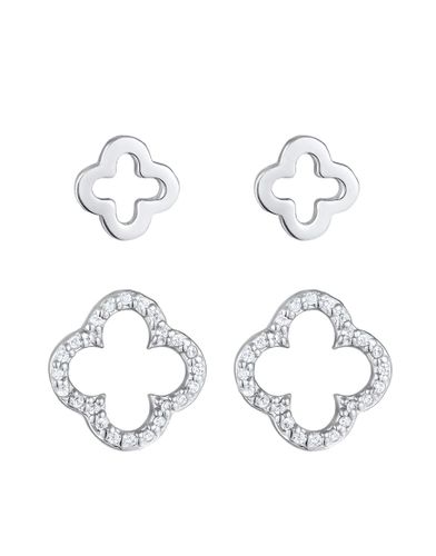 Ladies - Set di orecchini a bottone in sterling 925 con design a forma di quadrifoglio e cristalli in zirconia cubica - Elli - Modalova