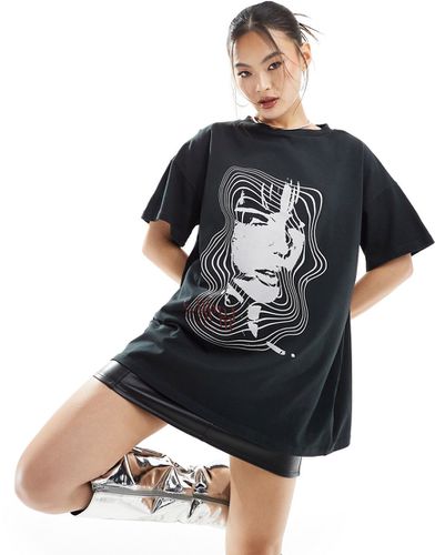 Esclusiva - T-shirt nera oversize con disegno - Murci - Modalova