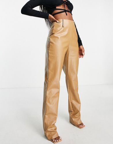 Esclusiva - Pantaloni dritti in pelle sintetica color cammello - Missyempire - Modalova