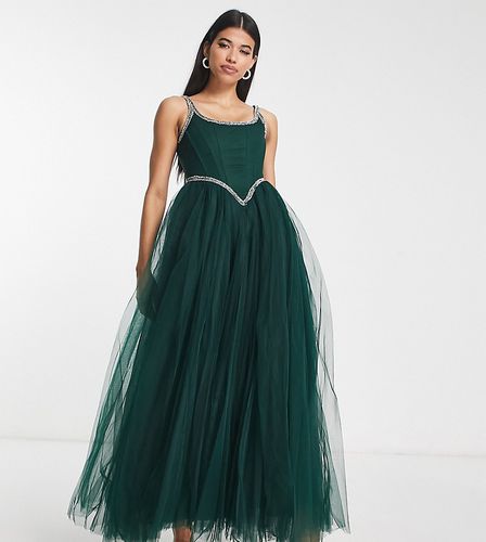 Esclusiva - Vestito lungo a corsetto smeraldo con decorazioni - Lace & Beads - Modalova