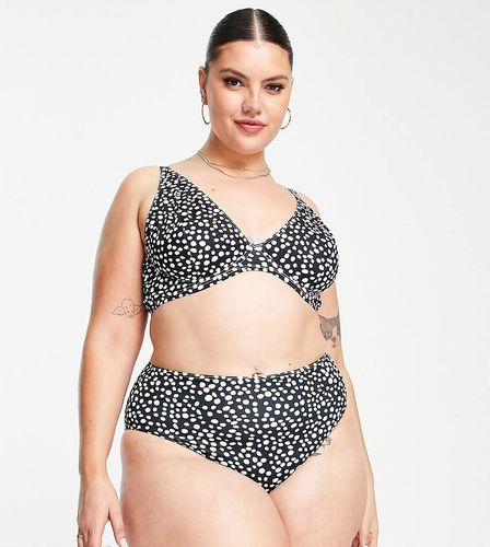 Esclusiva - Mix and Match - Slip bikini a vita alta neri a pois - Peek & Beau Curve - Modalova