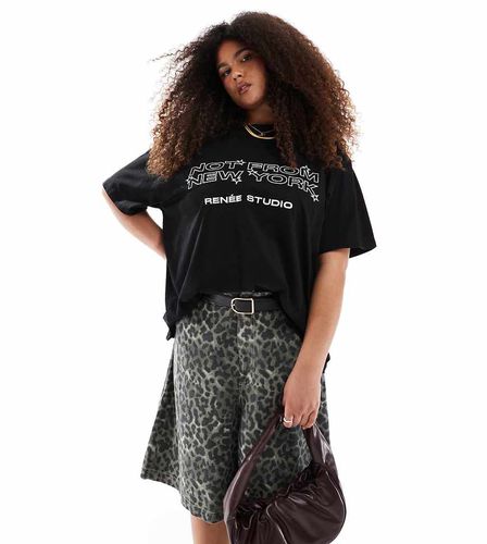 Esclusiva - T-shirt nera con stampa "Not From NY" - Renee Studio - Modalova