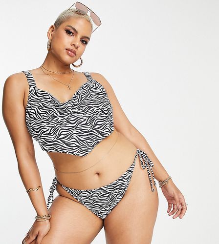Esclusiva - Mix & Match - Top bikini con fondo a punta e stampa zebrata - South Beach Curve - Modalova
