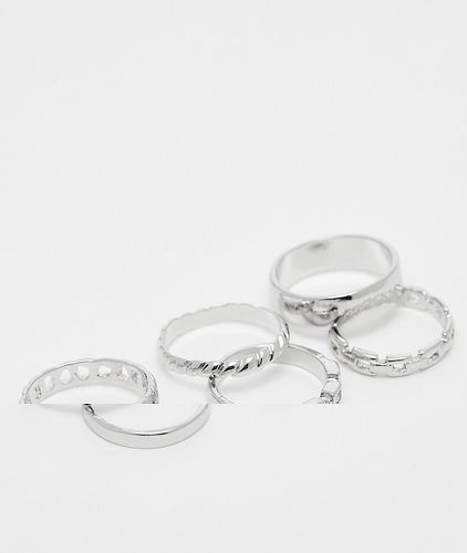 Confezione da 6 anelli argentati con design effetto fuso - FADED FUTURE - Modalova