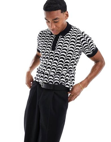 Polo in maglia jacquard nera - Fred Perry - Modalova