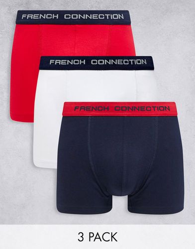 Confezione da 3 paia di boxer rossi, bianchi e blu navy - French Connection - Modalova