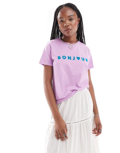 Bonjour - T-shirt in jersey lilla - French Connection - Modalova