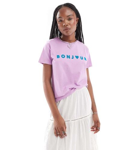 Bonjour - T-shirt in jersey lilla - French Connection - Modalova