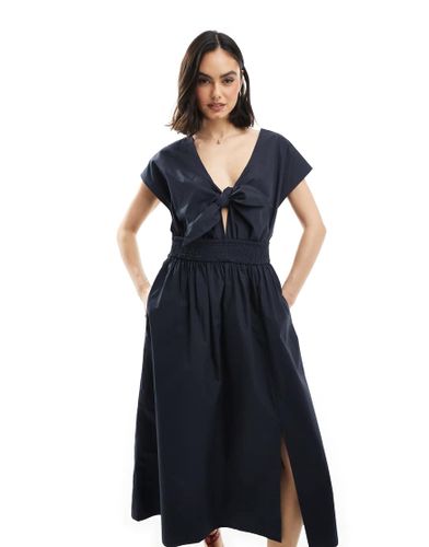 Barletta - Robe mi-longue nouée en popeline de coton - French Connection - Modalova