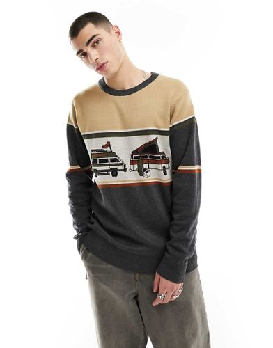 Highline - Maglione beige e grigio con motivo con camper - KAVU - Modalova