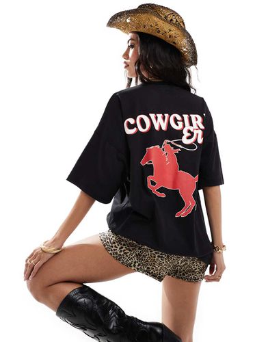 Cowgirl Era - T-shirt nera oversize con stampa del logo sul retro - Kaiia - Modalova