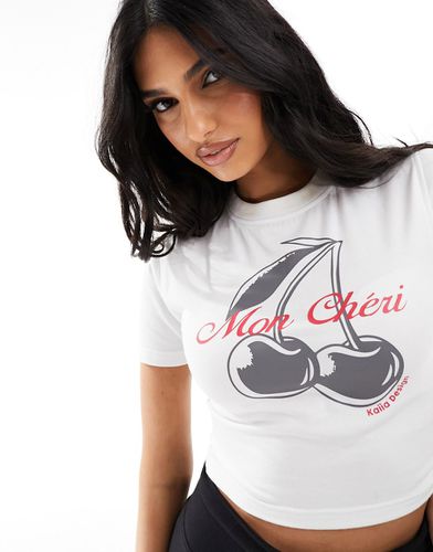 T-shirt baby bianca con grafica di ciliegie - Kaiia - Modalova