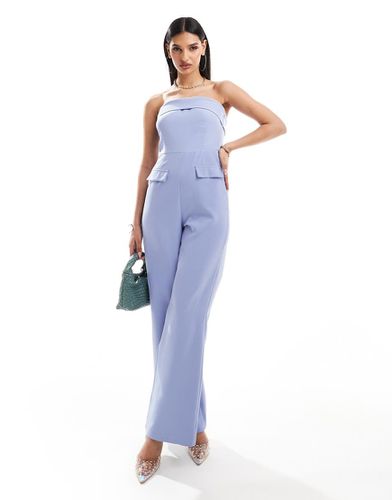 Tuta jumpsuit sartoriale a fascia con fondo ampio e risvolto - Kaiia - Modalova