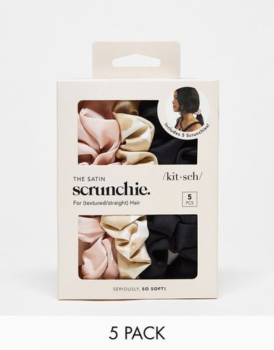 Confezione da 5 elastici per capelli da notte in raso colori assortiti - Kitsch - Modalova