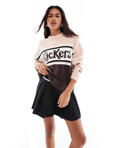 Maglione comodo in maglia e marrone con logo a righe - Kickers - Modalova