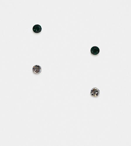 Confezione da 2 di orecchini a perno con pietre incastonate in argento sterling - Kingsley Ryan - Modalova