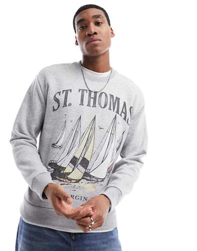 Felpa comoda mélange con stampa "St. Thomas Sailing" - Hollister - Modalova