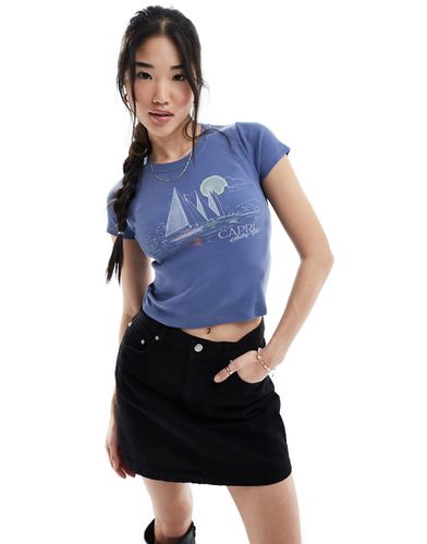 Hollister - T-shirt blu con stampa - Hollister - Modalova