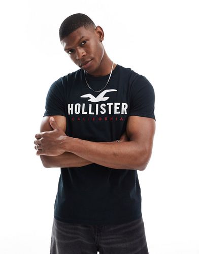 T-shirt tecnica nera con logo - Hollister - Modalova