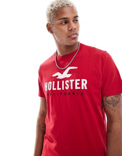 T-shirt tecnica rossa con logo - Hollister - Modalova