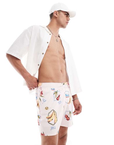 Tropical Produce - Pantaloncini da bagno chiaro da 5" - Hollister - Modalova