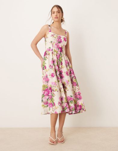 Robe trapèze imprimée mi-longue style corset à bretelles - Hope & Ivy - Modalova