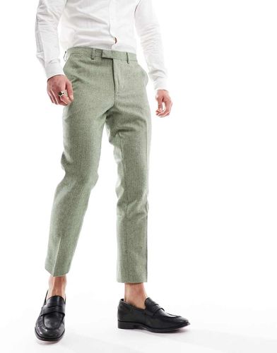 Pantaloni da abito da cerimonia slim alla caviglia in tweed di misto lana con motivo a spina di pesce - Harry Brown - Modalova