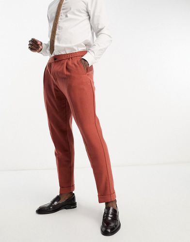 Harry Wedding - Pantaloni cropped slim in misto lana color ruggine con vita elasticizzata - Harry Brown - Modalova