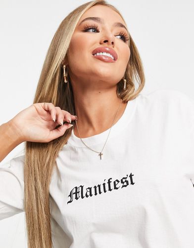 T-shirt oversize bianca con stampa "Manifest" - Heartbreak - Modalova