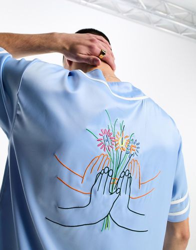 Community Hand - Maglia da baseball in raso con ricamo sul petto e sul retro - HUF - Modalova