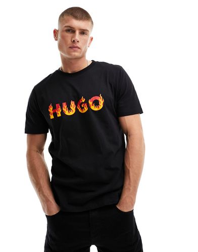 HUGO - Danda - T-shirt nera con fiamma - Hugo Red - Modalova