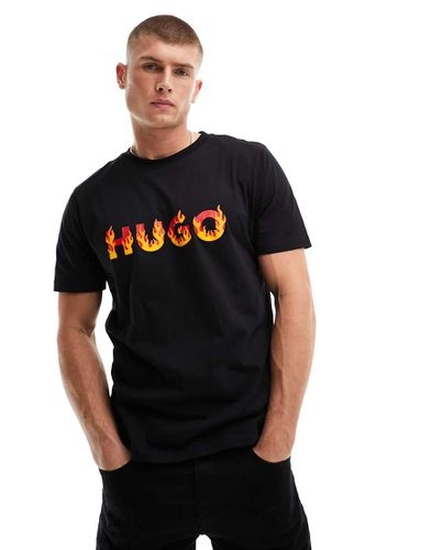 HUGO - Danda - T-shirt nera con fiamma - Hugo Red - Modalova