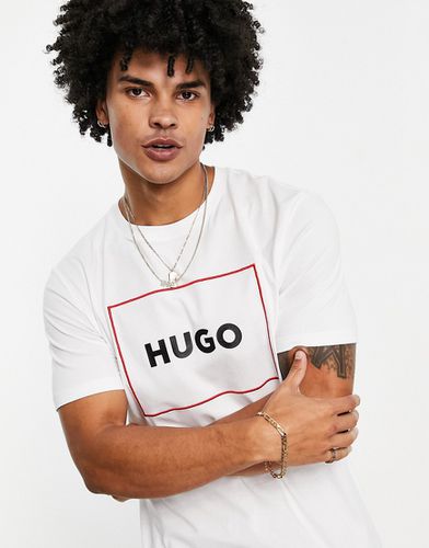 HUGO - Dumex - T-shirt bianca con logo squadrato profilato - Hugo Red - Modalova