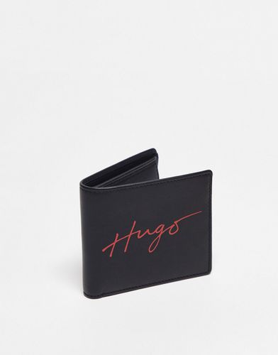 HUGO - Portafoglio a libro in pelle con tasca per le monete e logo - Hugo Red - Modalova