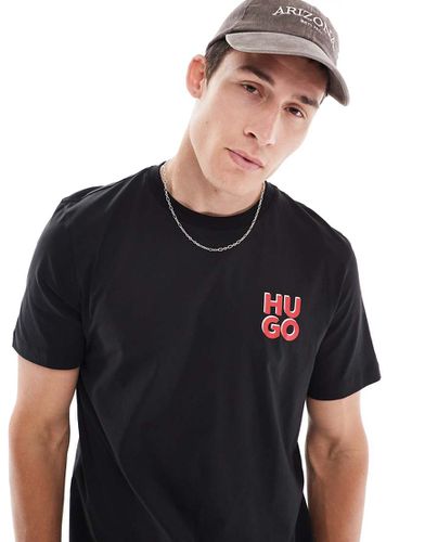 Dimoniti - T-shirt nera con logo sul petto - Hugo Red - Modalova