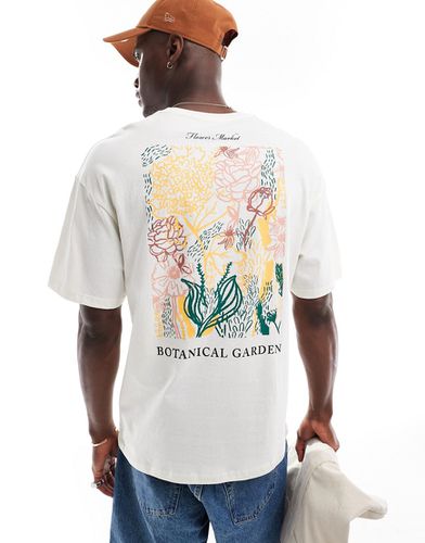 T-shirt oversize bianca con stampa botanica sul retro - Jack & Jones - Modalova