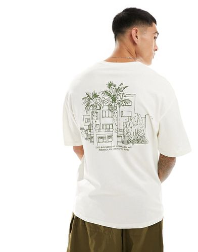 T-shirt oversize bianca con stampa di palme sulla schiena - Jack & Jones - Modalova
