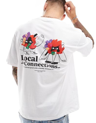 T-shirt oversize bianca con stampa "Local Connections" sul retro - Jack & Jones - Modalova