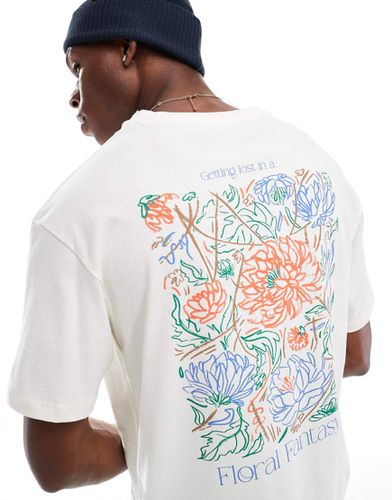 T-shirt oversize sporco con stampa fantasia a fiori - Jack & Jones - Modalova