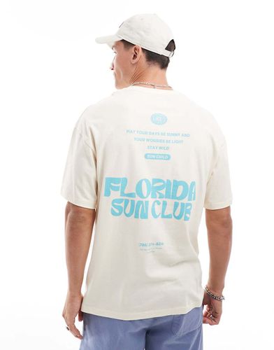 T-shirt oversize color crema con stampa "Florida" sul retro - Jack & Jones - Modalova