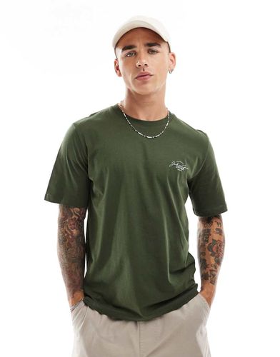 T-shirt kaki con scritta del logo - Jack & Jones - Modalova