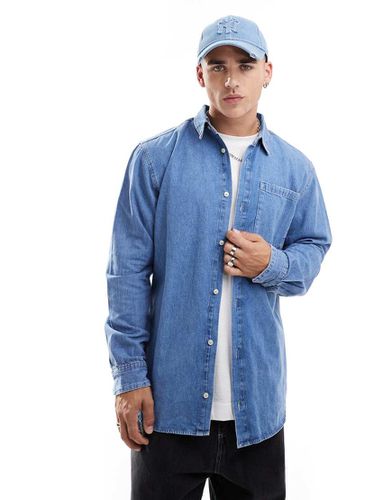 Camicia oversize in denim lavaggio medio - Jack & Jones - Modalova